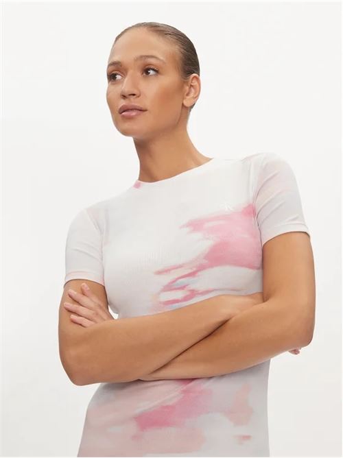 aop rib short sleeve dress CALVIN KLEIN JEANS | J20J2232050LA